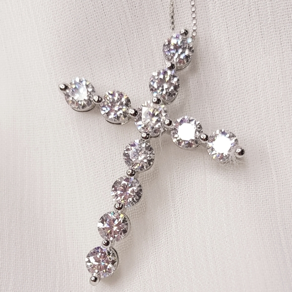 Jewelry - Moissanite Cross Necklace 4.02ctw.